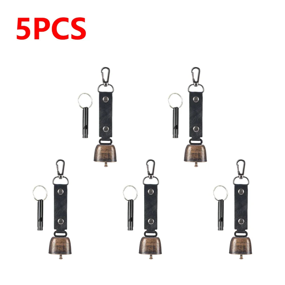 Loud bear bell with emergency whistle set, magnetic bear bell, silent repellent bell, bear bell for bear deterrence, 1-5 pieces