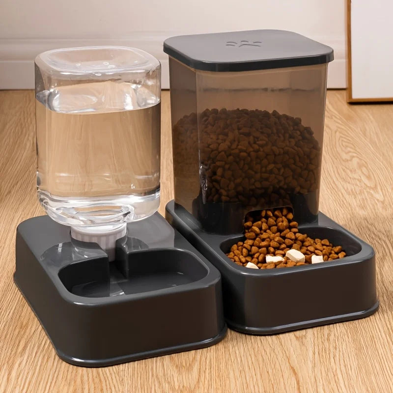 Automatic cat and dog feeder with water dispenser, pet bowl and drinker, intelligent portion control for cats and dogs, battery-free
