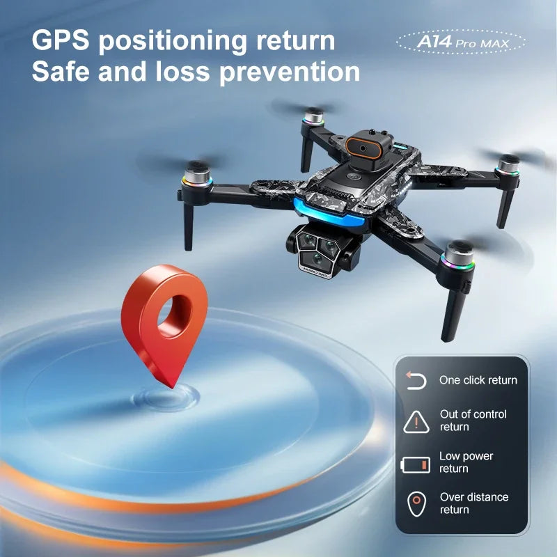 Xiaomi A14 ProMax Drone, Brushless Motor, 8K HD, Three Cameras, GPS, Optical Flow, Obstacle Avoidance, Foldable Quadcopter Drone Toy