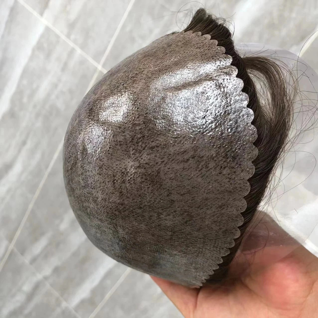 100% cheveux humains hommes toupet naissance des cheveux naturelle pleine peau Pu Base Durable mince 0.1mm hommes perruques unité de remplacement prothèse capillaire