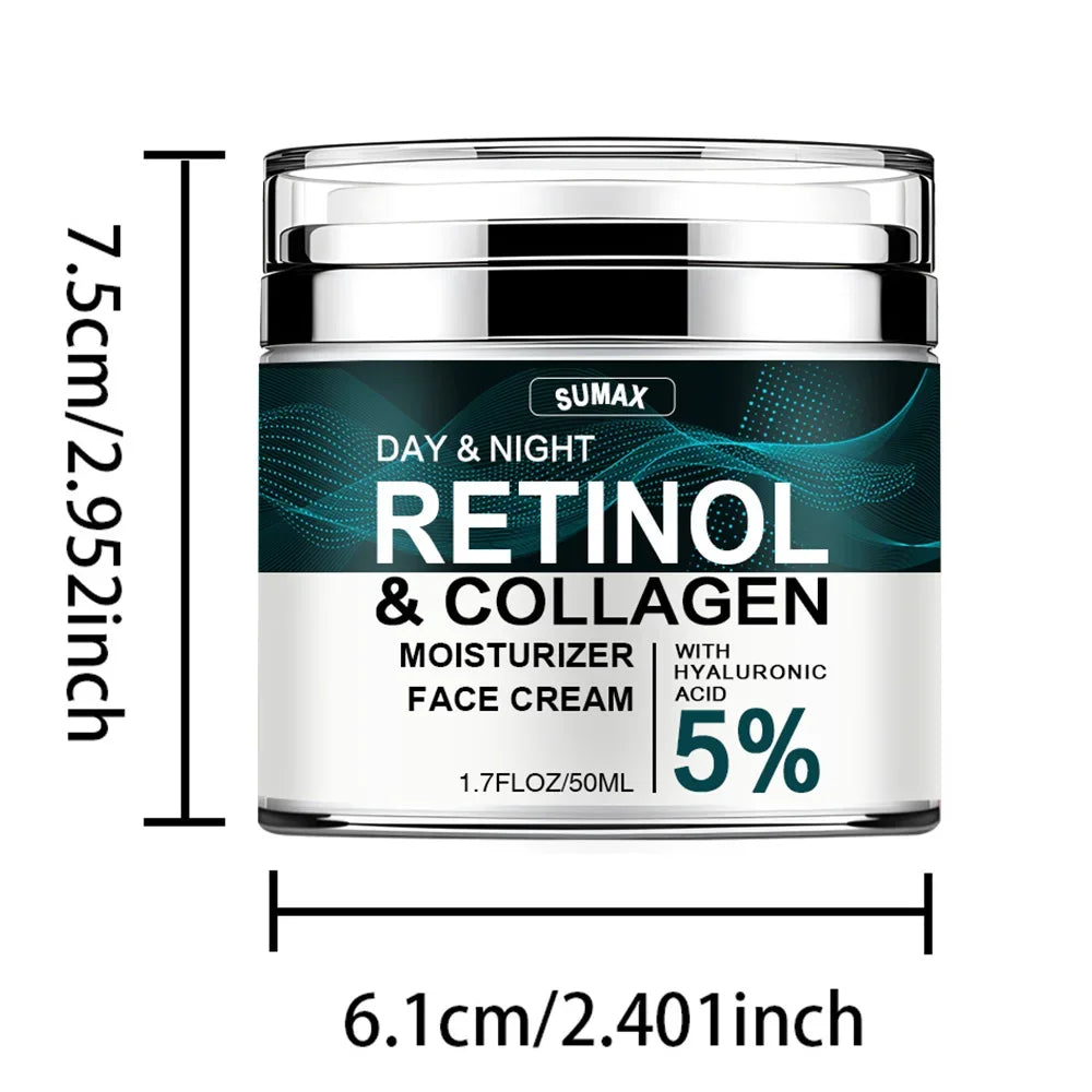 Crème pour le visage au rétinol, hydratante, raffermissante, éclaircissante, au collagène, à l'acide hyaluronique, produits de soins pour la peau, 50ML