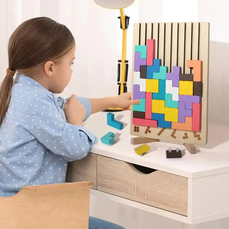 Puzzle en bois, jeu d'empilage pour activité de rassemblement familial, casse-tête STEM pour enfants et adultes, éducatif sensoriel Montessori