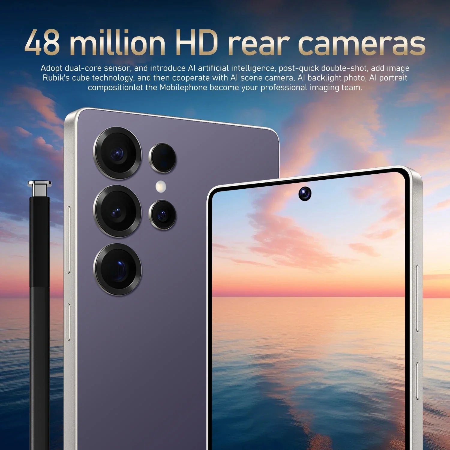 Vision mondiale S25 Ultra Smartphone 5G Android 12 8GB RAM 512GB ROM 6.8 pouces téléphone 1920x1080HD 24 + 48MP 4 5G réseau téléphones mobiles
