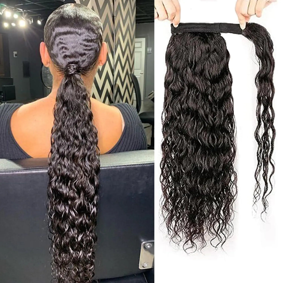 100G queue de cheval Extensions de cheveux humains enveloppe droite autour de la prêle 100% Remy cheveux humains 10 "-32" Extension de queue de cheval pour les femmes