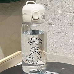 Bouteille d'Eau en Plastique avec Paille, Simple, Grande Capacité, Portable, Degré de Chute, Tasse Portable, Dessin Animé, Ventouse de Glace