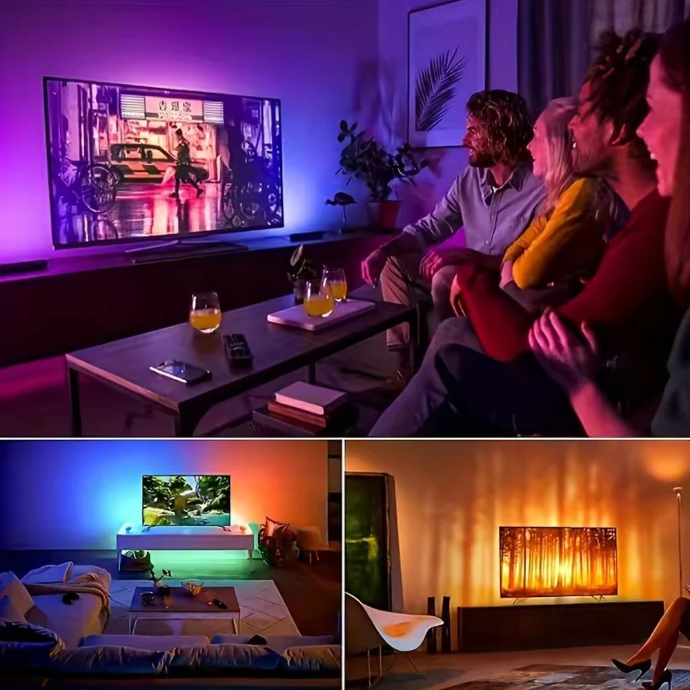 Bande Lumineuse LED RVB avec Contrôle Bluetooth, USB 5V, Rétro-Éclairage TV, Décoration de ix, Mariage
