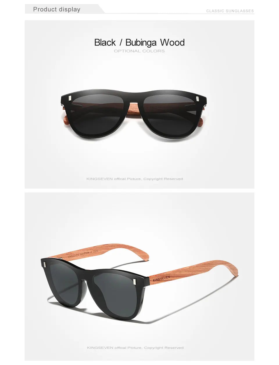 KINGSEVEN hommes lunettes de soleil en bois femmes polarisées rétro lunettes de soleil bois Oculos de sol