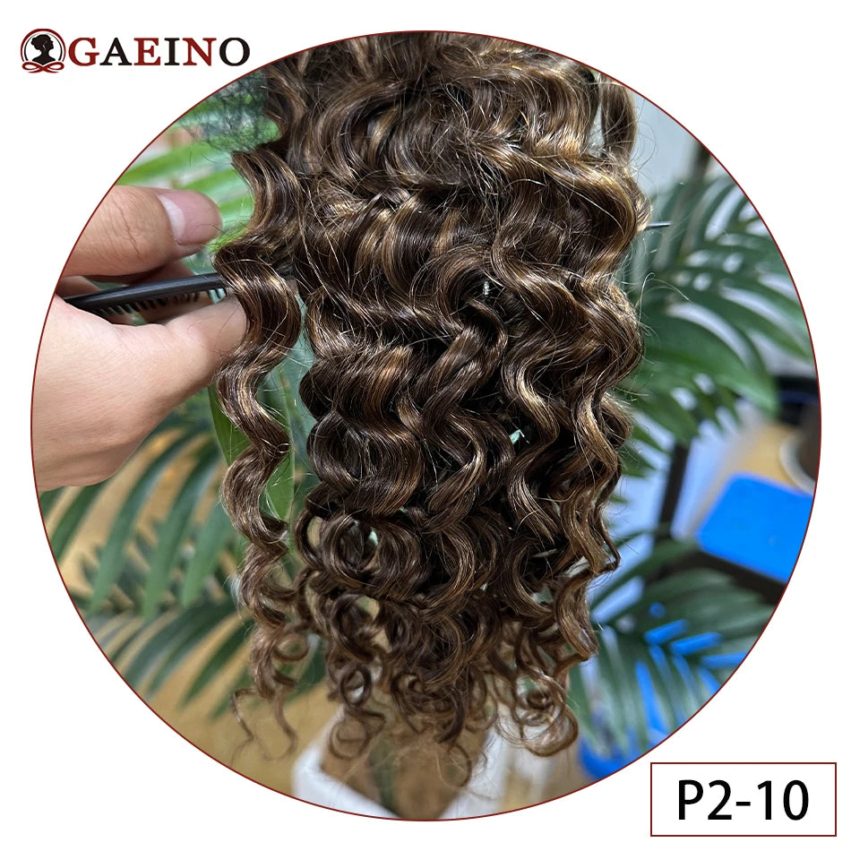 Clip de vague d'eau dans les Extensions de cheveux vrais cheveux humains 7 pièces/ensemble châtain et blond bronzé met en évidence pince bouclée sur les Extensions de cheveux