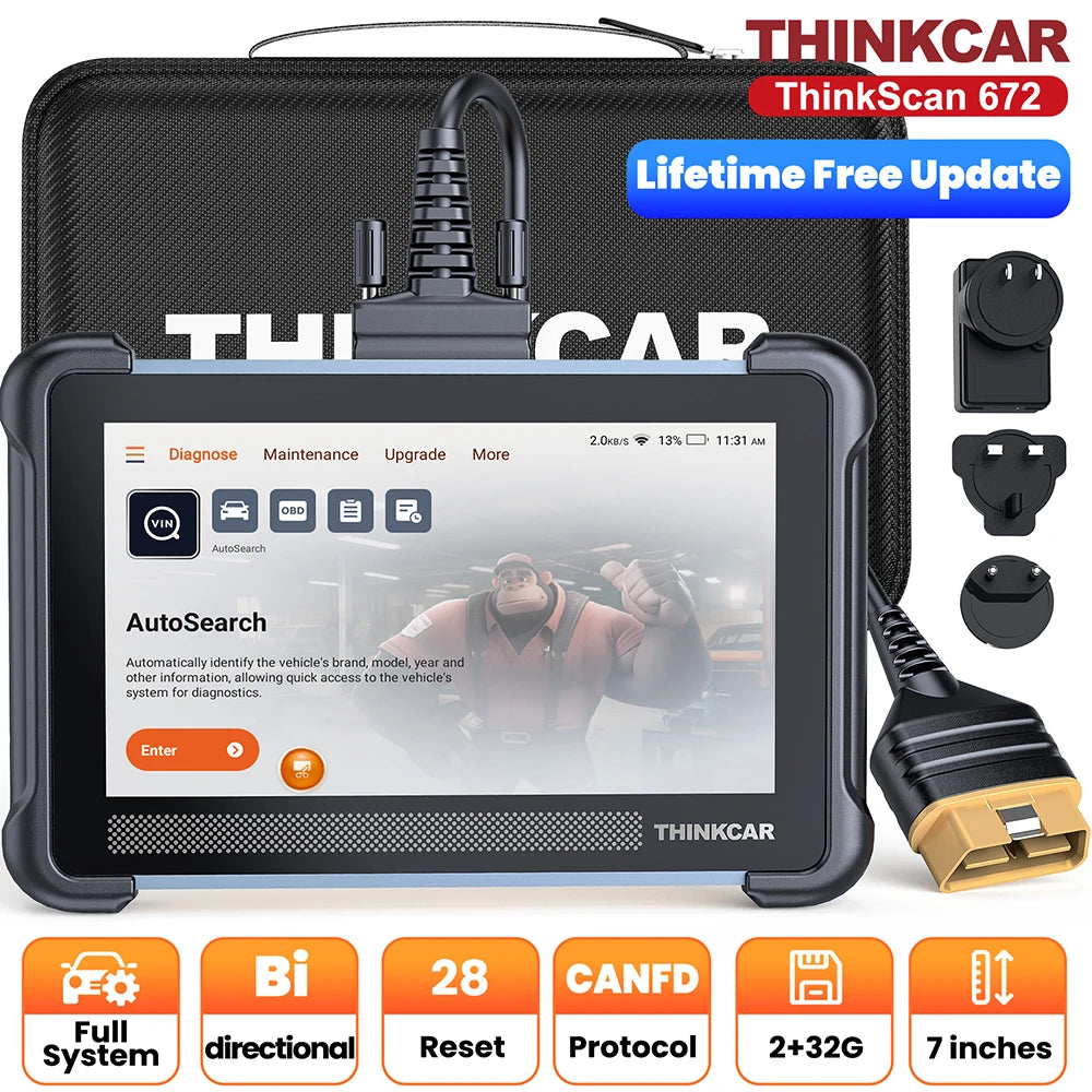 THINKCAR THINKSCAN 672 Car Diagnostic Tools CANFD 28 Resets IMMO DPF Full System Free Lifetime TCM ABS Scan OBD2 Auto Scanner