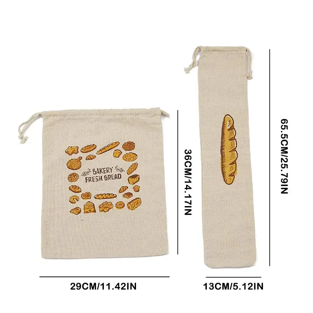 Sacs à pain en lin réutilisables avec cordon de serrage, grand rangement lavable, accessoires alimentaires, sac de rangement du pain, organisateur de cuisine non blanchi à la maison