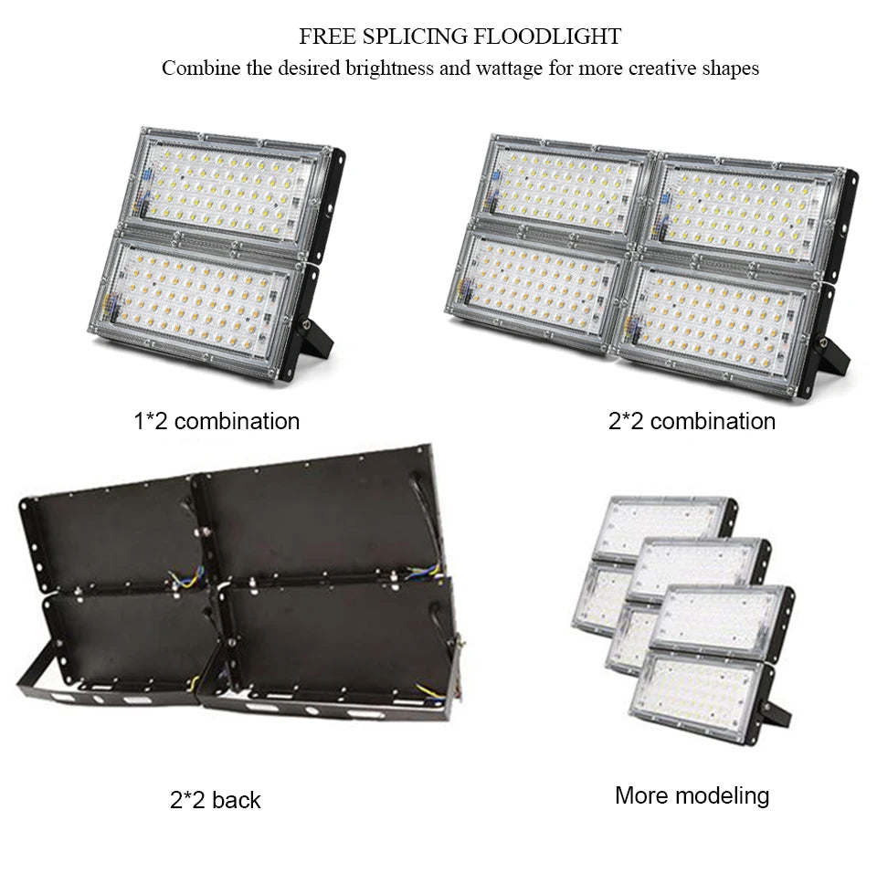 Éclairage LED étanche AC 220V IP65 projecteur extérieur projecteur 50W 100W 150W LED réflecteur lampadaire éclairage paysager