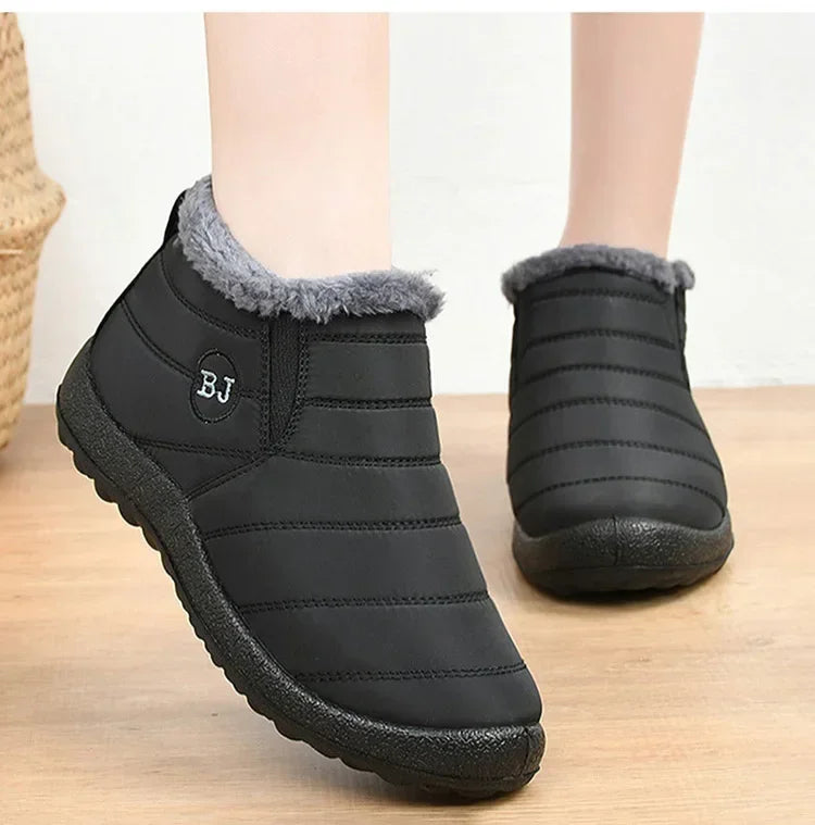 Bottes d'hiver imperméables pour femmes, bottines de neige en peluche, chaudes, noires, chaussures à plateforme en coton pour Couple, nouvelle collection 2023