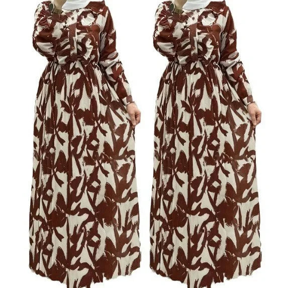 Muslim abaya with buttons for women, printed Eid dresses, jalabiyah, Ramadan, Morocco, kaftan, long Arabic dress, Dubai, educational Islam