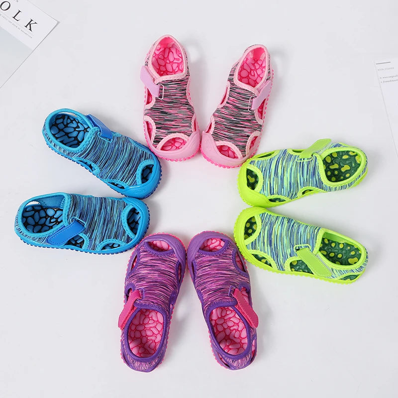 Sandales pour enfants pour garçons et filles, sandales de sport d'été à embout, chaussures de plage
