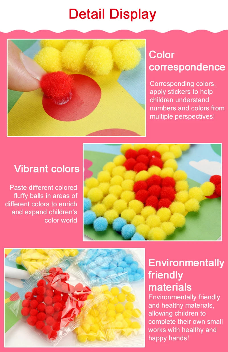 Enfants autocollants faciles à poser jouets bouton/pompon/diamant éducation précoce enfants Puzzle à la main peinture créative 3-6 ans cadeaux TMZ
