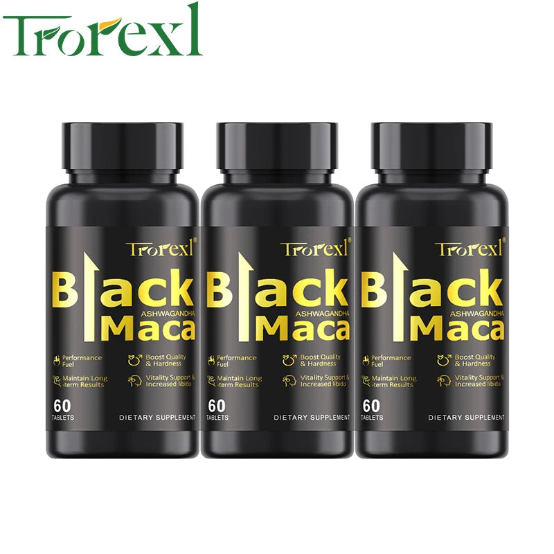 Pilules de Maca noires biologiques, 60 comprimés pour hommes, supplément améliorant, améliore la taille, l'endurance, favorise l'énergie saine