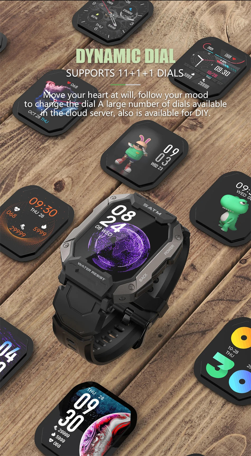 Montre intelligente étanche IP68 Iko pour hommes, horloge intelligente de natation, sports de plein air, suivi de la condition physique, moniteur de santé, montre intelligente pour Android, IOS