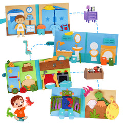 Montessori toy for toddlers, busy book, quiet book, pretend play, early educational activity book with life skills cognition