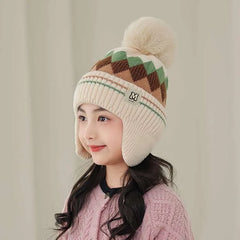 Nouveaux enfants tricoté chapeau chaud hiver chapeau avec peluche Pom cache-oreilles enfants coupe-vent et résistant au froid bonnet cadeau pour enfants