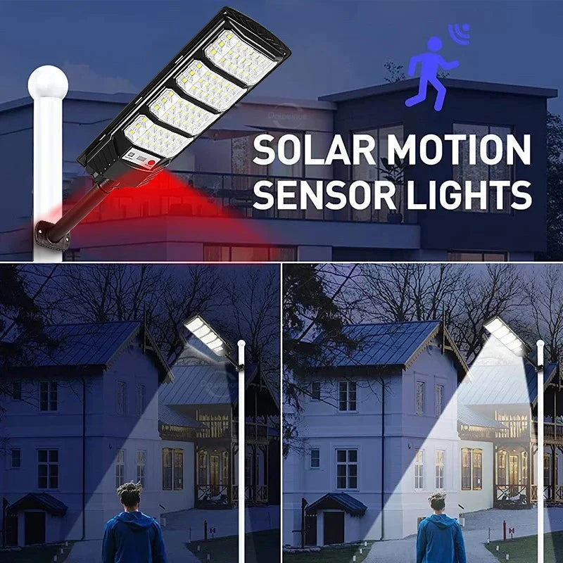 10000W Ultra Powerful Outdoor Solar Lights, 320° Wide Beam Angle, Adjustable Brightness Streetlights
