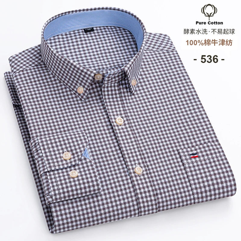 2024 mode hommes travail affaires marque Chemise hommes Plaid coton tenue décontractée chemises coupe ajustée à manches longues boutonné Chemise Homme