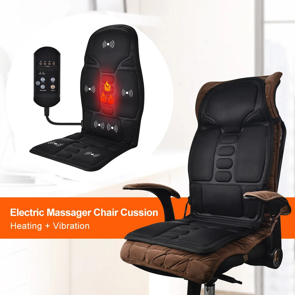 Masseur de dos électrique infrarouge, chaise de Massage complète du corps, coussin chauffant, vibrateur, voiture, maison, bureau, matelas lombaire pour le cou, tapis de chaise