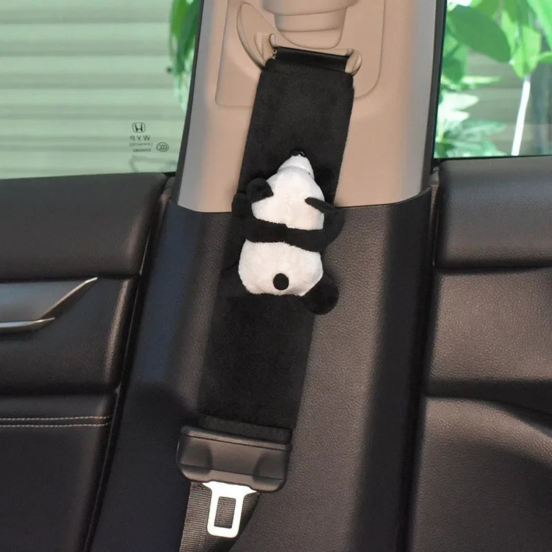 Ceinture de sécurité Automobile, décoration Panda de dessin animé, coussin d'épaule en peluche, accessoires automobiles, décorations de voiture