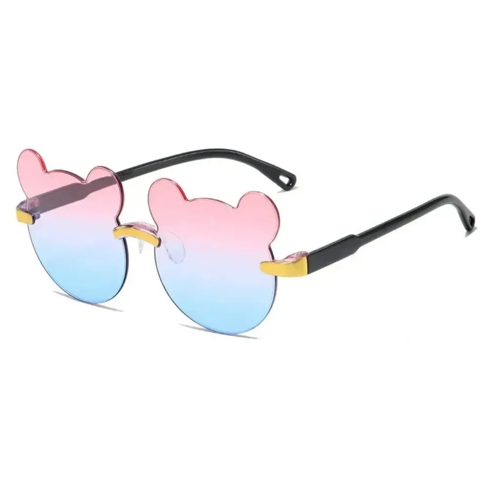 Lunettes de soleil pour enfants, ours de dessin animé mignon, pour garçons et filles, sans monture, UV400, pour voyage en plein air, ski