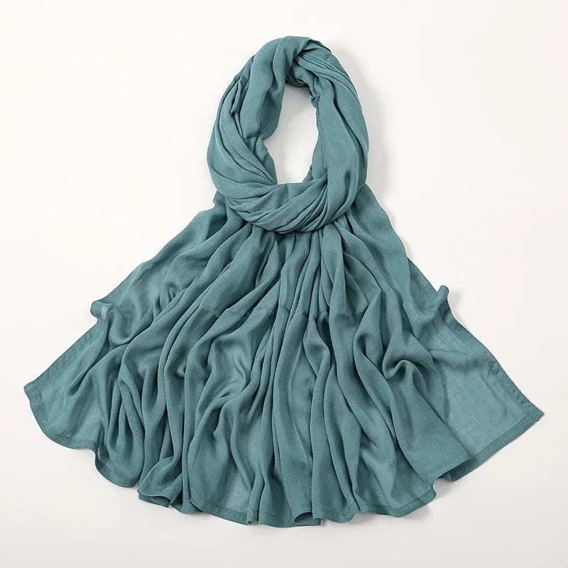 Ramadan Solid Color Plus Size Cotton Rayon Hijab Scarf Women's Muslim Headscarf Wraps Shawls Muslim Women's Headband Islamic Turban