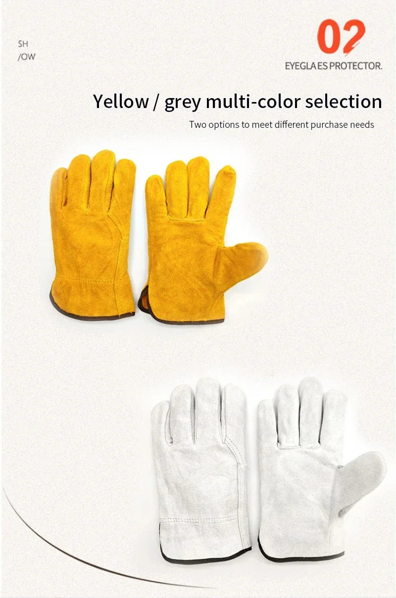 Gants de travail en cuir de vache souple pour hommes, pour conducteur, chasse, conduite, ferme, jardin, soudage, Protection de sécurité, gant de mécanicien