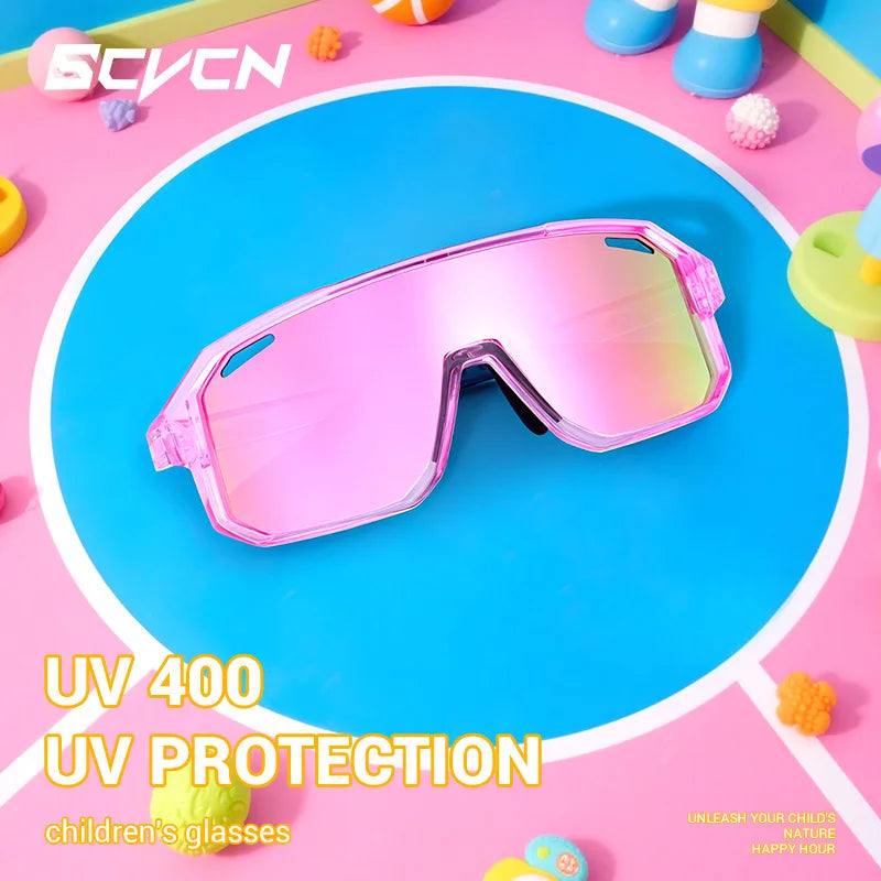 SCVCN mode enfants lunettes de soleil enfant sport lunettes garçon en plein air course patinage à roulettes lunettes de soleil fille vtt cyclisme lunettes