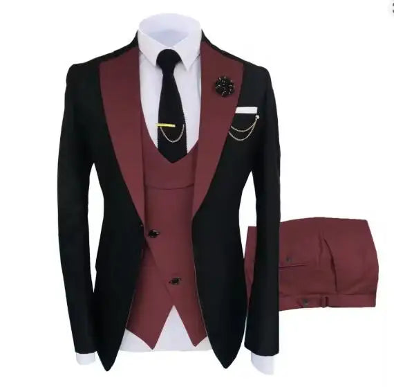 New Men's Suit Popular Luxury Clothing Party Stage Men's Suit Groomsmen Regular Fit Tuxedo 3 Piece Set Jacket + Pants + Vest