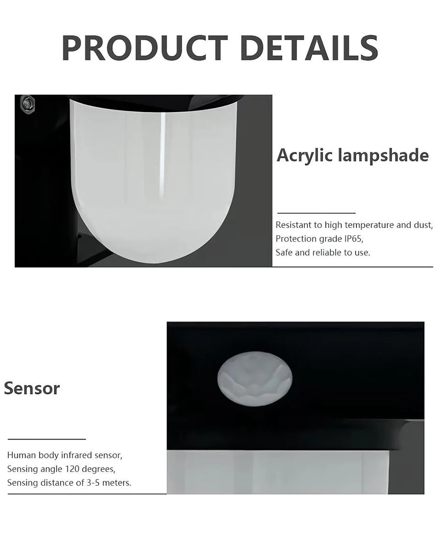 Lampes solaires extérieures jardin solaire alimenté applique étanche capteur de mouvement voie lumière paysage chemin cour arrière-cour pelouse