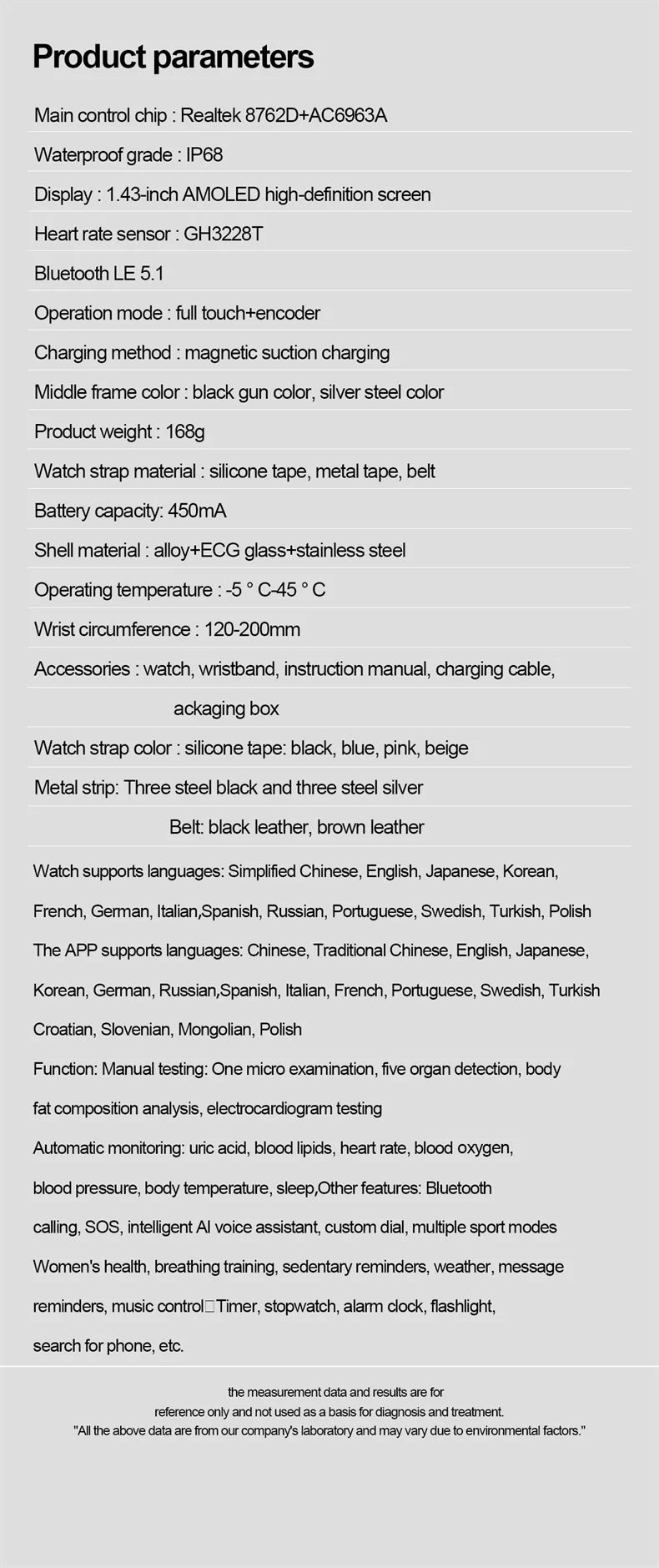 Nouvelle surveillance de la santé montre intelligente examen physique santé Wacth pression artérielle ECG + PPG Sport appel Smartwatch pour Android iOS