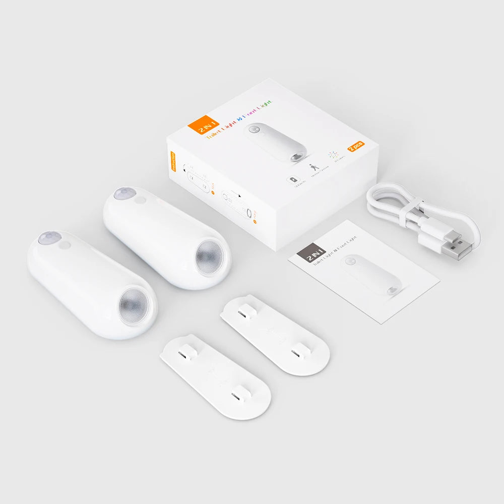 Capteur de mouvement intelligent veilleuse projecteur LED lumières de toilette USB Rechargeable lampe de pied colorée applique murale pour salle de bain couloir