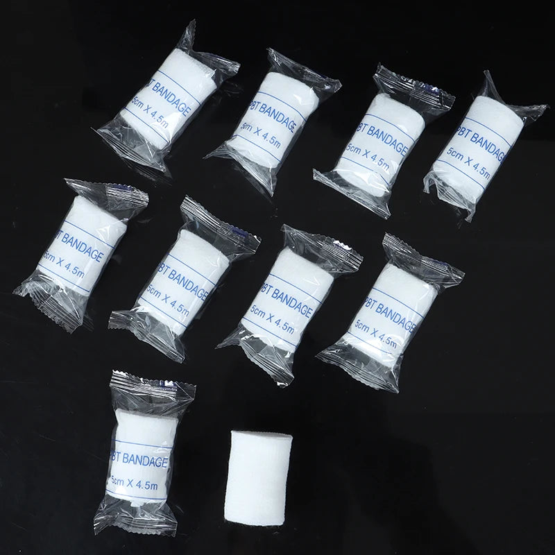 10 rouleaux/lot 5cm x 4.5m PBT pansement élastique trousse de premiers soins rouleau de gaze pansement