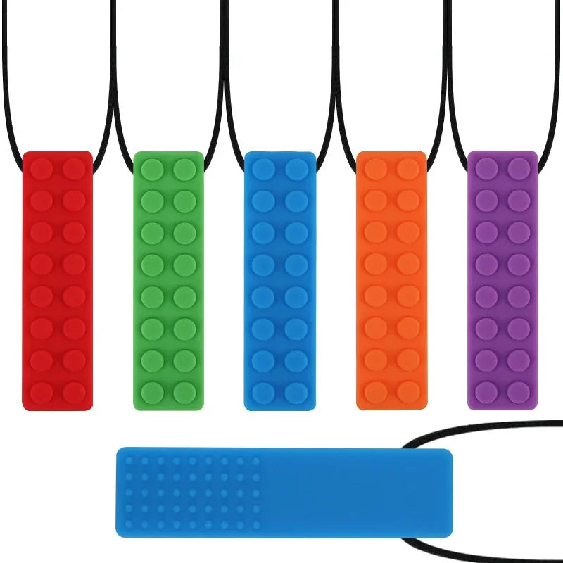 Anneau de dentition en Silicone pour bébé, 5 pièces, jouets sensoriels à croquer, collier sans BPA, qualité alimentaire, outils de moteur buccal