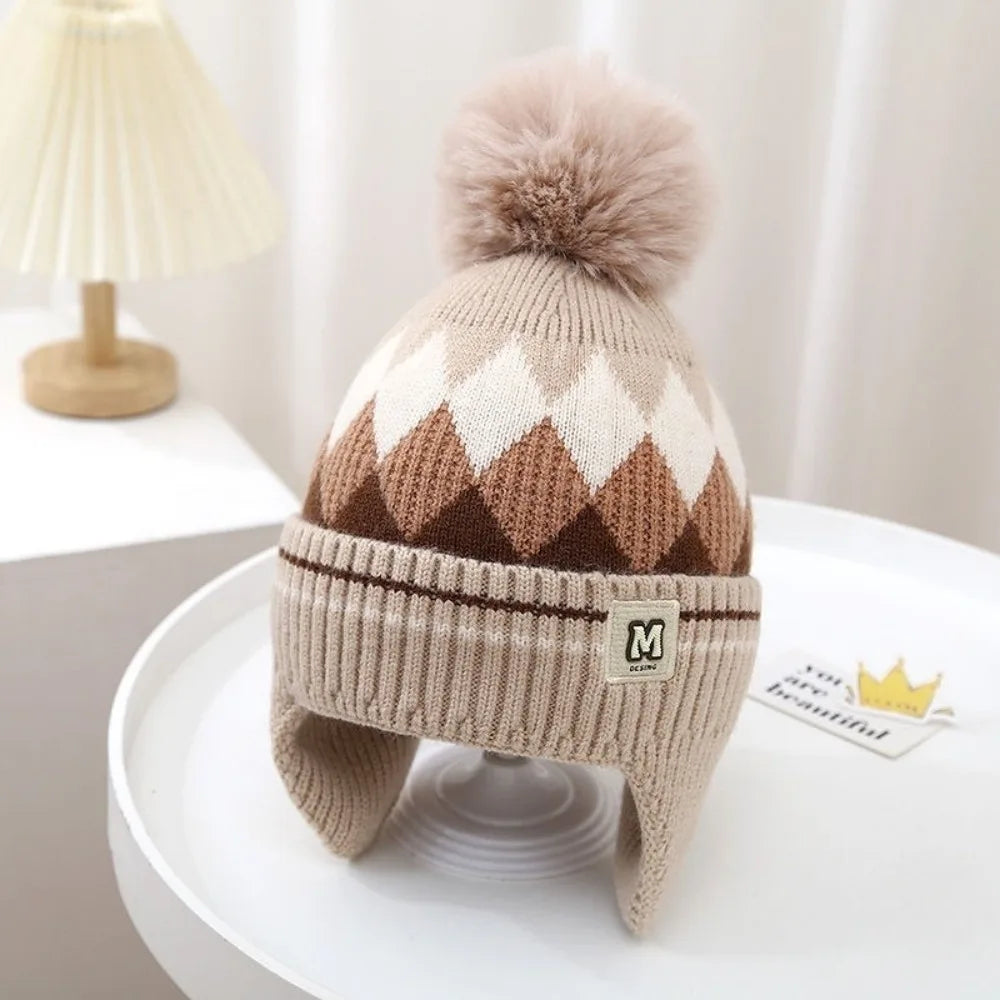 Nouveau haute qualité 2-5 ans bébé tricoté chapeau chaud épaissir enfants cache-oreilles casquette coupe-vent tricoté laine chapeau automne hiver