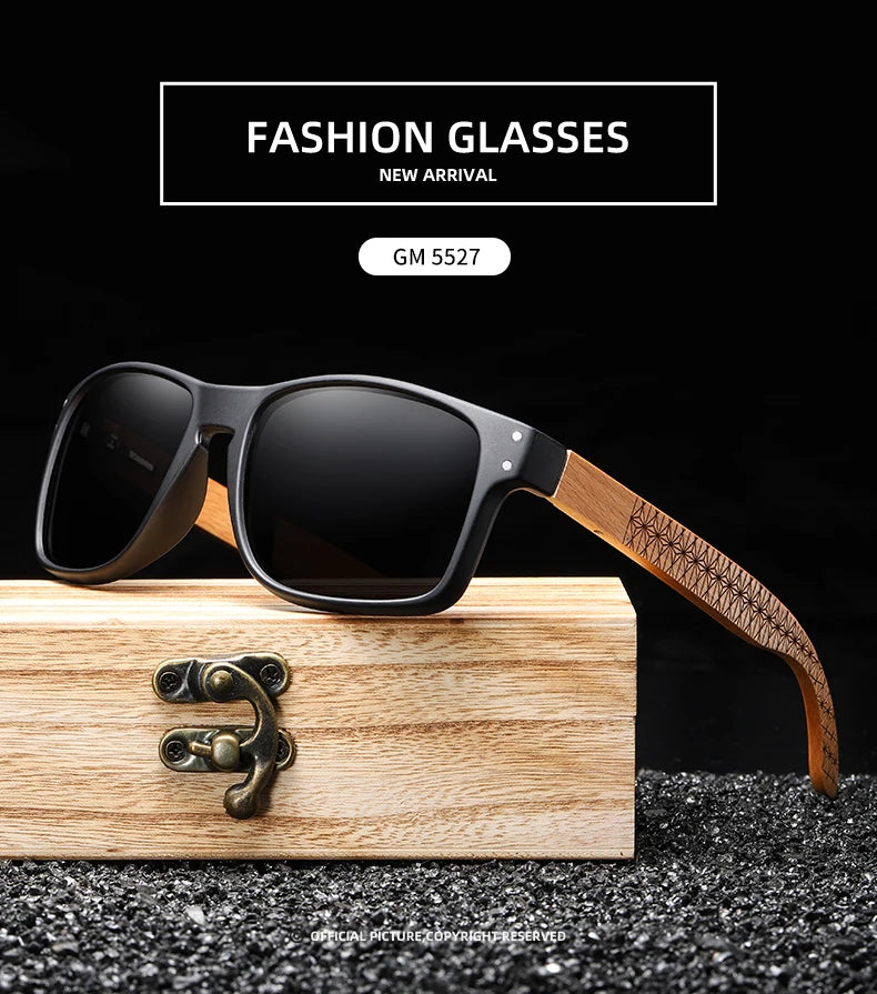 XSW-Lunettes de soleil polarisées faites à la main en bois de hêtre pour hommes, lunettes de soleil de conduite en plein air, charnière renforcée, design de marque, 5527