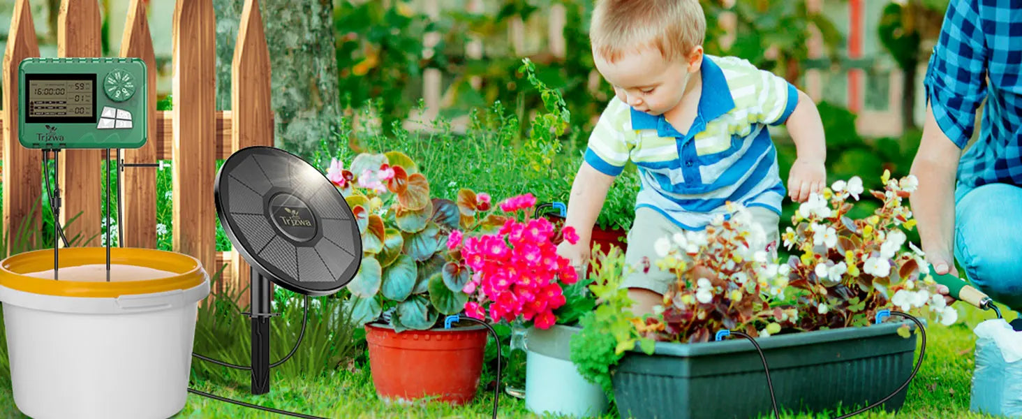 Kit de système d'irrigation goutte-à-goutte solaire pour plantes de jardin avec écran d'affichage, minuterie d'arrosage automatique de voyage bricolage, dernier cri