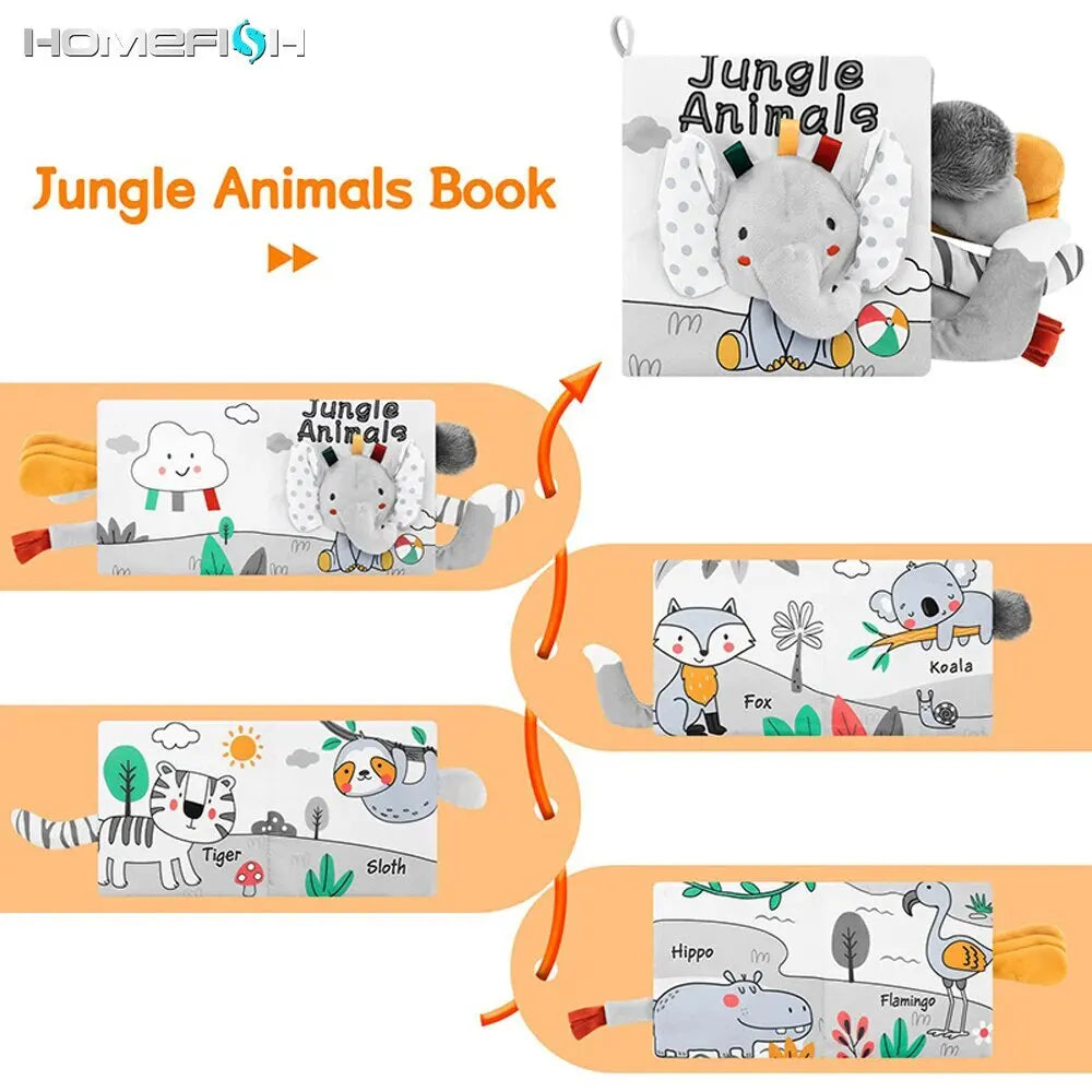 Poussette d'apprentissage mentaires oriel Montessori pour bébés et tout-petits, jouets de nettoyage doux, drapeau tactile 3D, livre de gril pour les abonnés élevés, cadeaux pour nourrissons et tout-petits
