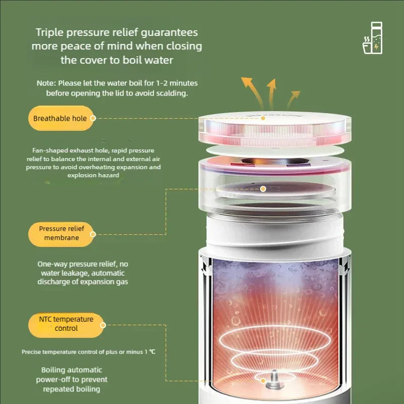 JFBONIN bouilloires électriques Portable thé café bouilloire voyage faire bouillir l'eau tasse thermique Anti-brûlure bouteille d'eau Menu anglais