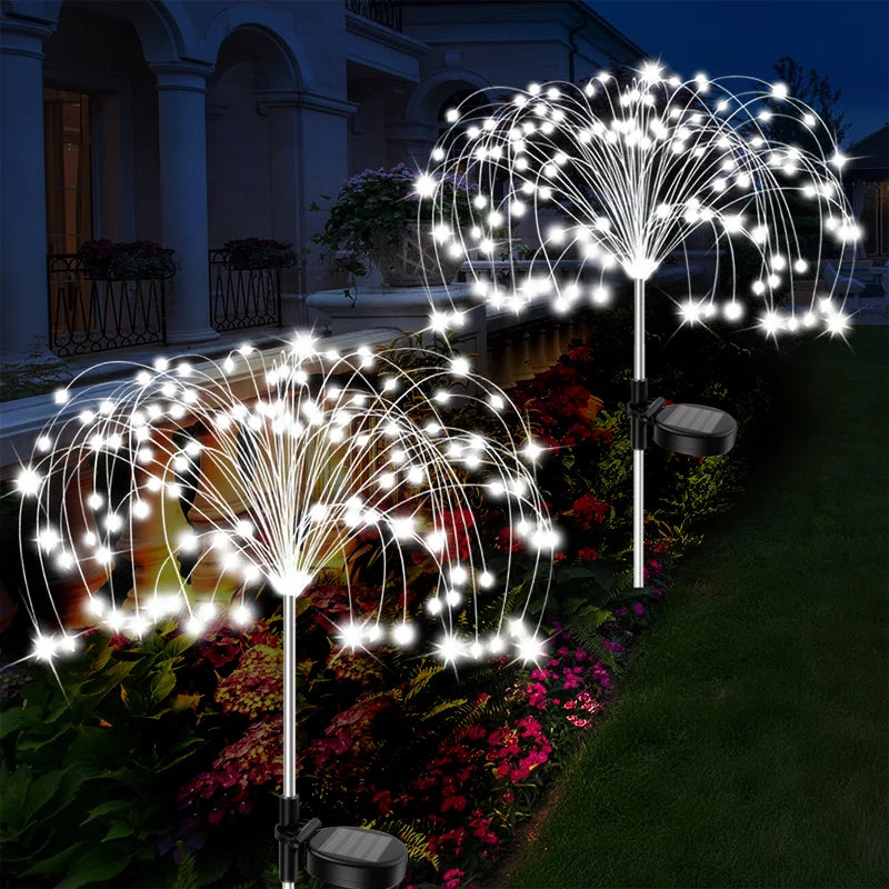 Le Patio solaire extérieur 420LED allume les lumières imperméables de paysage de fleur de feu d'artifice pour la voie de pelouse de cour