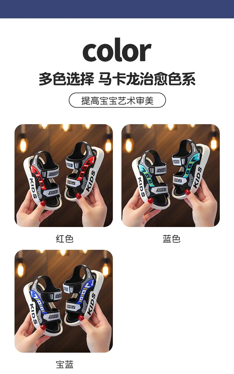 Sandalias 23 garçon mode enfant sandales été enfants baskets anti-dérapant semelle souple chaussures de plage décontractées enfant chaussures zapatos niña