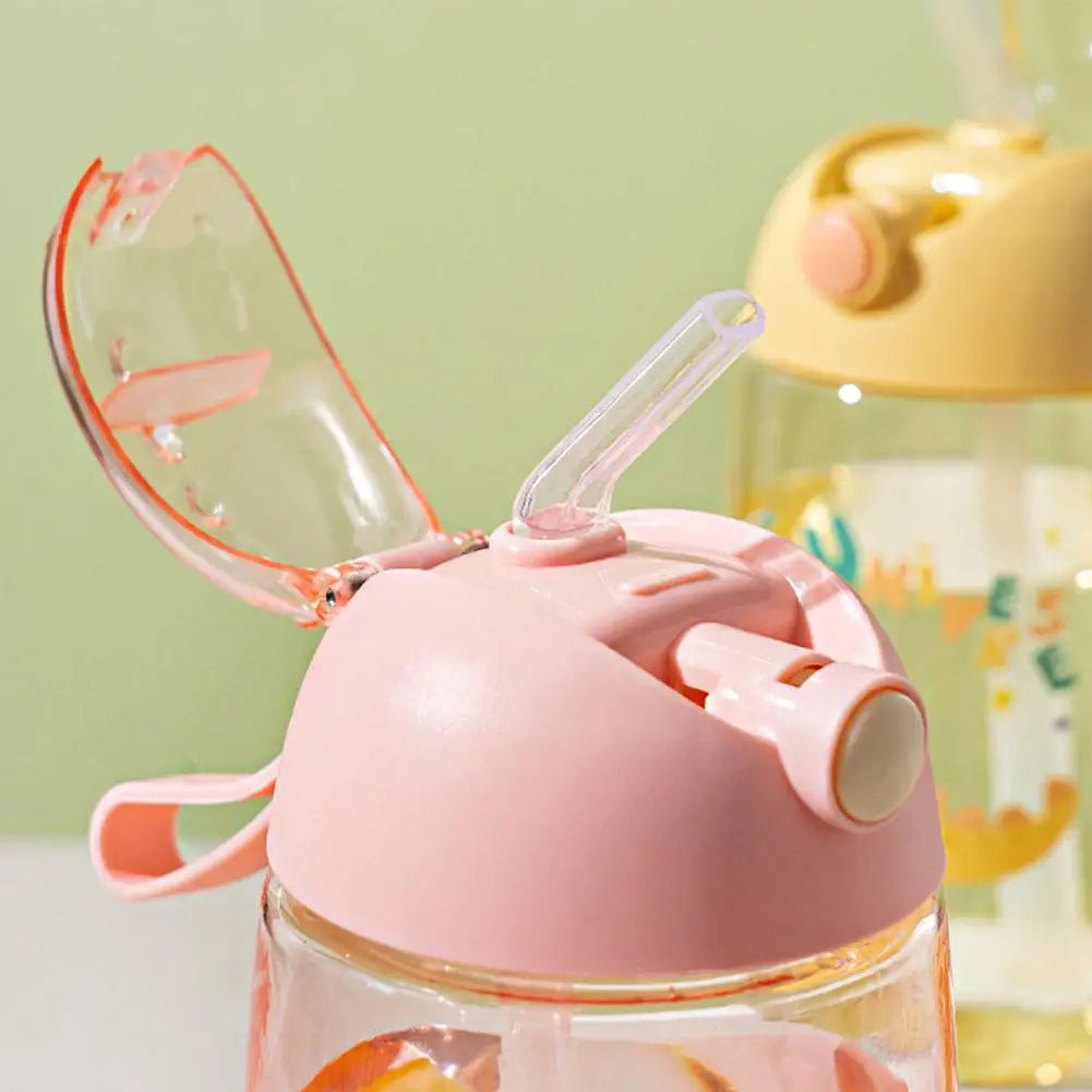 Bouteille d'eau dinosaure pour enfants avec paille en silicone, bouteille d'eau en plastique, tasse d'été pour enfants, 500ml