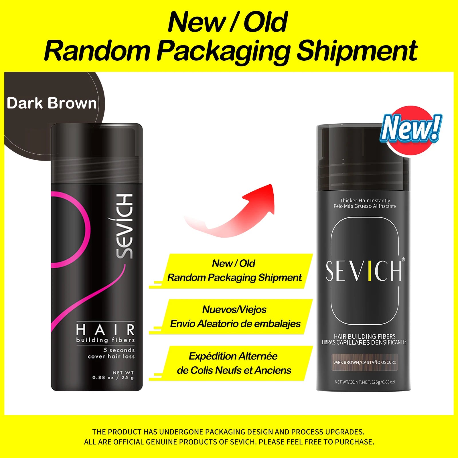 Sevich 25g fibres de renforcement des cheveux poudre produits de perte de cheveux extension chauve épaissir pot de pulvérisation de cheveux kératine