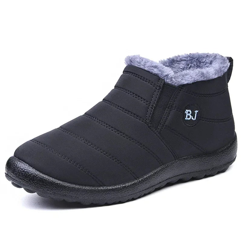 Bottes d'hiver imperméables pour femmes, bottines de neige en peluche, chaudes, noires, chaussures à plateforme en coton pour Couple, nouvelle collection 2023