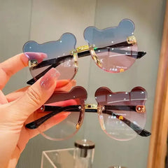 Lunettes de soleil pour enfants en forme d'ours lunettes pour enfants dessin animé sans monture UV400 lunettes pour enfants en plein air Anti-éblouissement filles garçons lunettes de soleil