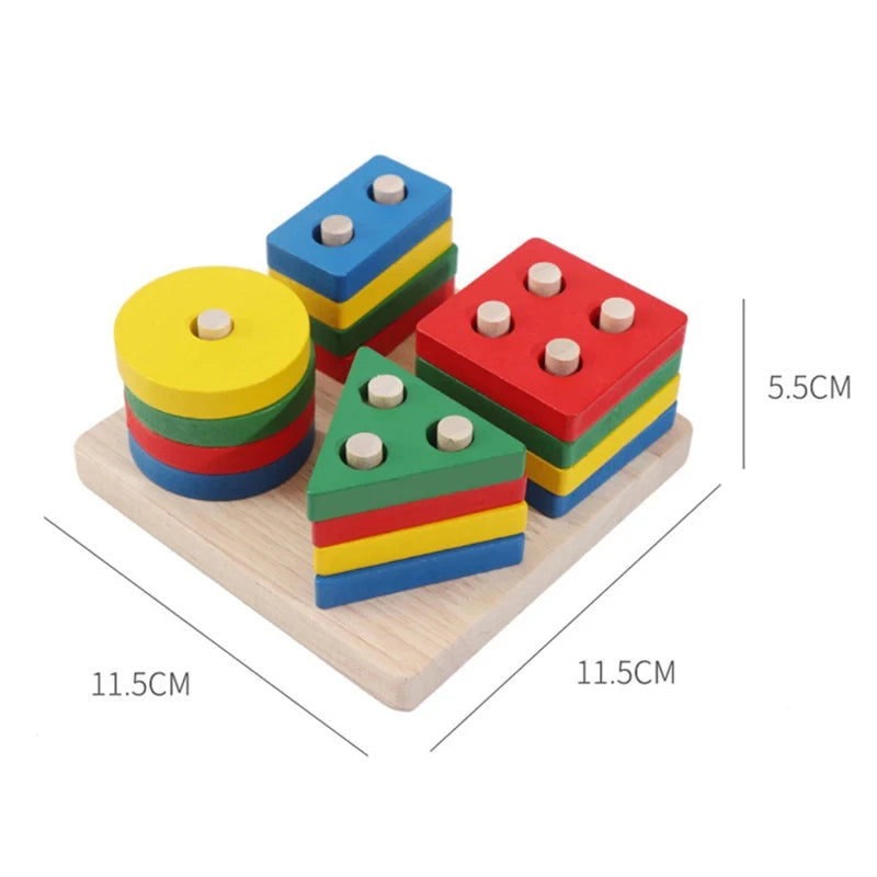 Puzzle Montessori pour enfants de 1 à 3 ans jouets en bois blocs de construction apprentissage document forme match