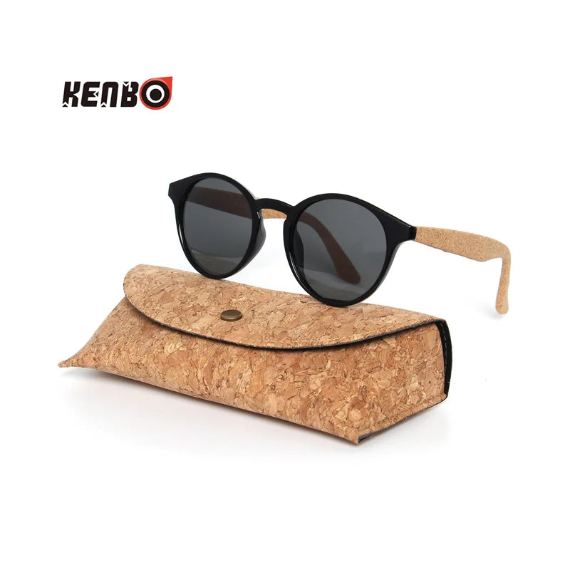 Kenbo haute qualité ronde bois bambou Grain lunettes de soleil polarisées avec étui mode femmes homme nuances lunettes de soleil en bois